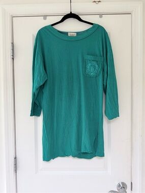 Victoria’s Secret Vintage Y2K Gold Label Green Nightshirt Pocket Embroidery Sz S